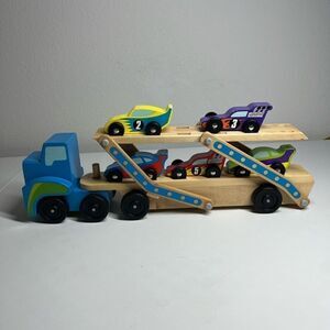 Melissa & Doug mega race Car Carrier Wooden